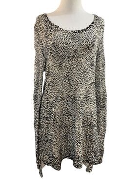 CHICO’S LEOPARD PRINT MESH SLOUCHY KNIT TUNIC SWEATER CHICOS SIZE 1 SMALL 8 NWT